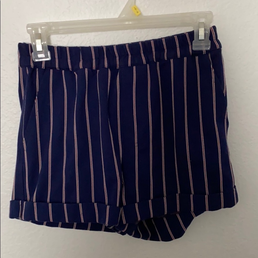 Striped cloth shorts.